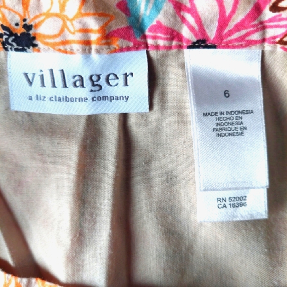 100% Cotton Floral Midi Skirt from Villager by Liz Claiborne Sz 6 - Picture 6 of 8